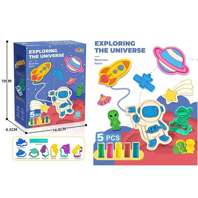 Тісто для ліплення 5835 C (96/2) "Космос", 5 кольорів тіста, молди, в коробці