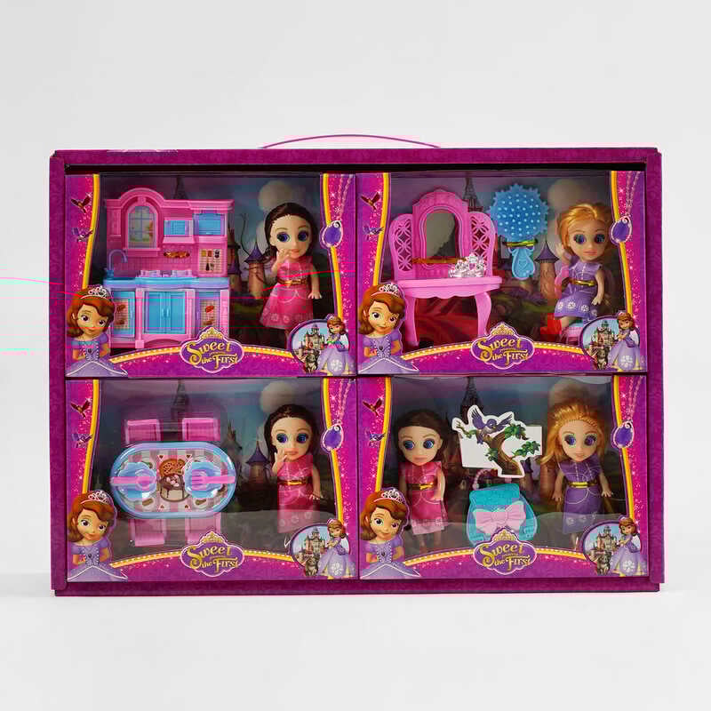 Набір ляльок SM 0688-3 (36/2) ЦІНА ЗА 8 ШТУК В БЛОЦІ, висота 11 см, аксесуари, меблі, герої