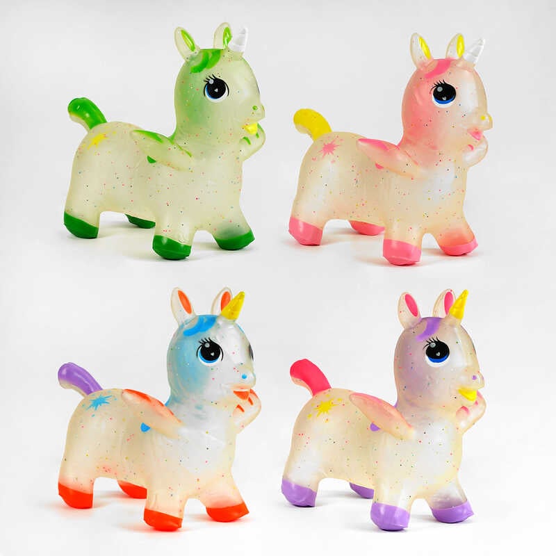 Стрибун гумовий M 48560 (30) 4 види, "Єдиноріг", вага 1300 грамів, у пакеті, ВИДАЄТЬСЯ ТІЛЬКИ МІКС ВИДІВ