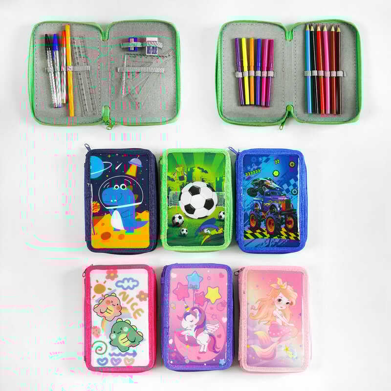 Пенал C 60688 (120) 6 видів, 2 відділення, олівці, ручки, фломастери, ВИДАЄТЬСЯ МІКС ВИДІВ