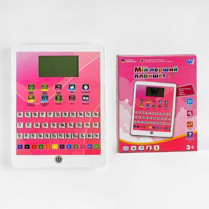 Навчальний планшет TK - 55100 (24) "WToys", ОЗВУЧУВАННЯ УКРАЇНСЬКОЮ МОВОЮ, абетка, загадки, казки, пісні, скоромовки, іспит, вікторина, 2 мови, в коробці