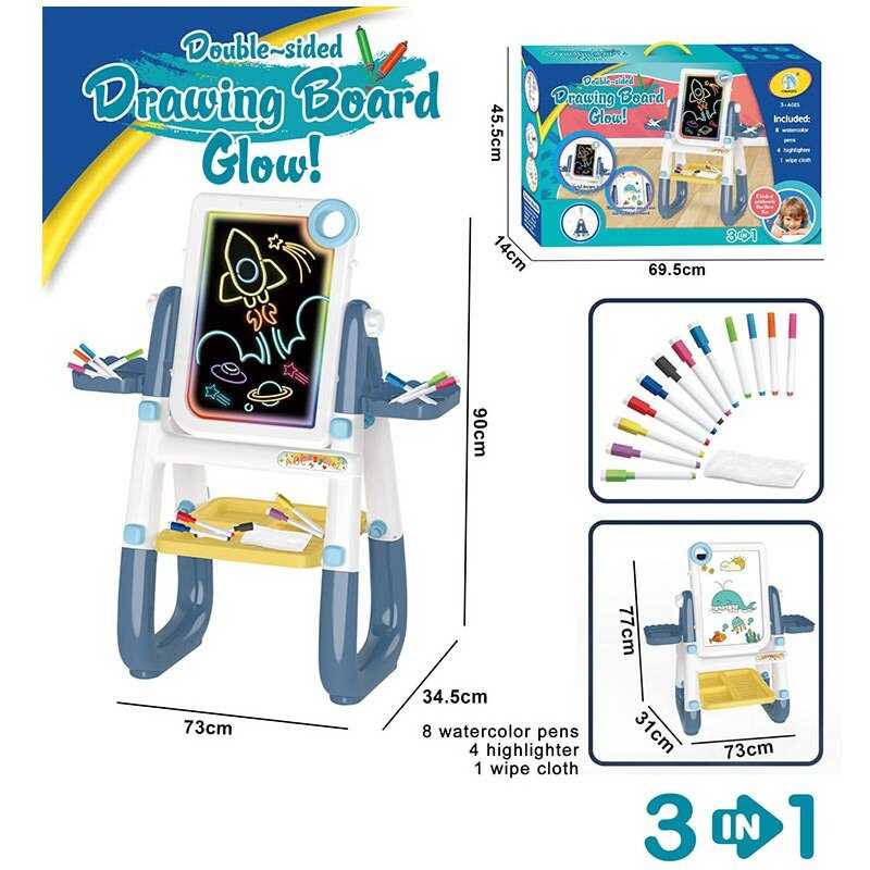 Мольберт YM 2216 (6) на батарейках, підсвічування, 3 в 1, в коробці