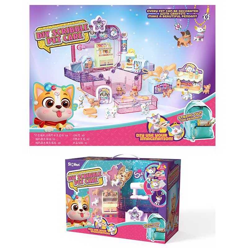 Шкатулка-будиночок QL 002 (18) набір для декорування фігурок, аксесуари, блискітки, стрази, фломастери, наліпки, в коробці 