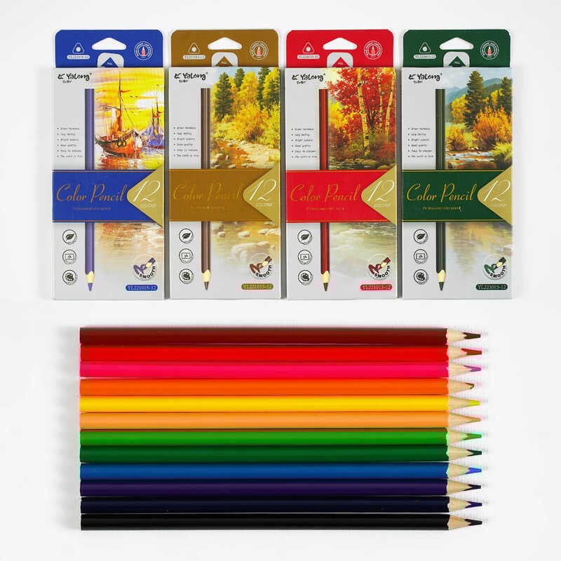 Олівці C 61980 (240) 4 види, 12 шт в упаковці, 12 кольорів, в коробці, ВИДАЄТЬСЯ ТІЛЬКИ МІКС ВИДІВ