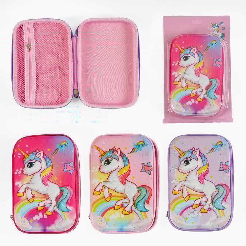Пенал С 62182 (144) 3 види, “Єдиноріг”, твердий корпус, 3D-малюнок, ЦІНА ЗА 1 ШТУКУ, ВИДАЄТЬСЯ МІКС ВИДІВ