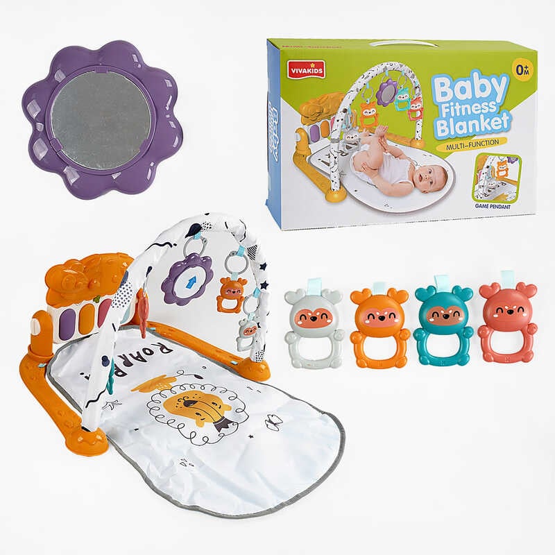 Килимок 6656 (24/2) звуки, мелодії, піаніно, підсвічування, 4 брязкальця, люстерко, в коробці