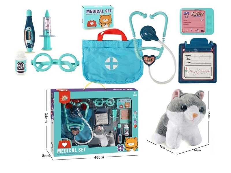 Набір лікаря 832-203 (24/2) котик, аксесуари, сумка, окуляри, в коробці