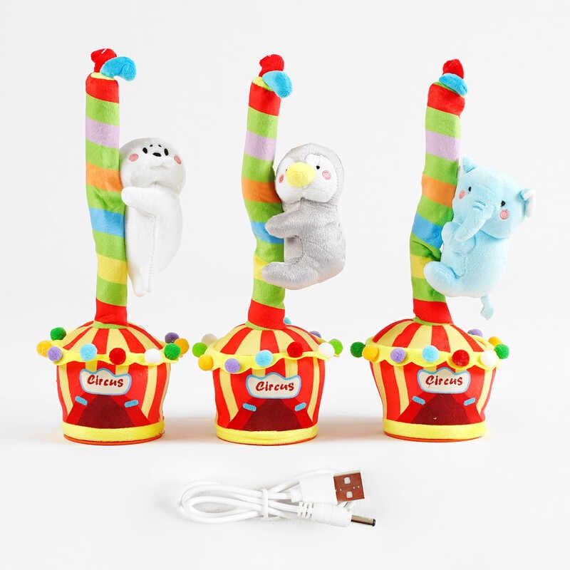 М`яка іграшка М 49105 (100) 3 види, звук, пісні англійською мовою, функція запису голосу, танцює, h-32 см, акумулятор, USB, в пакеті, МІКС ВИДІВ 