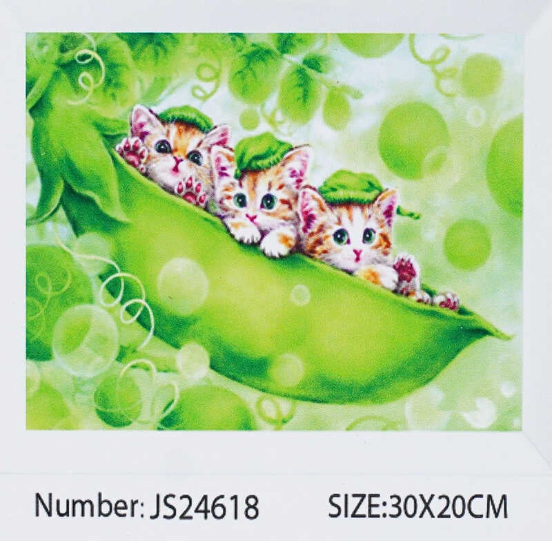 Алмазна мозаїка JS 24618 (50) "TK Group", 20х30 см, "Коти Горошки", в коробці