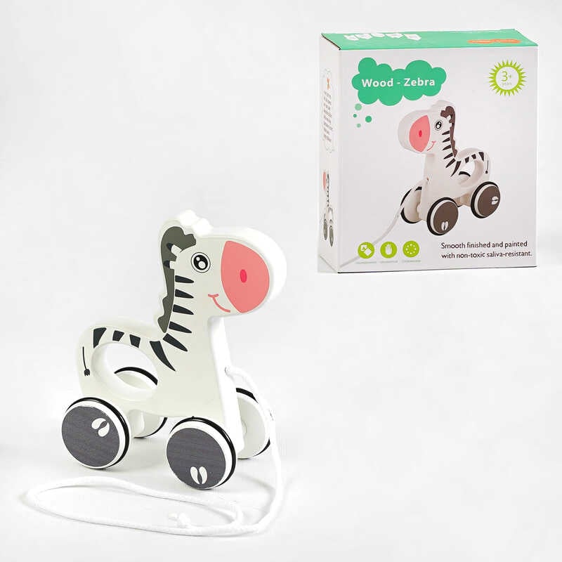 Дерев`яна Каталка C 64010 (45) “Зебра”, в коробці