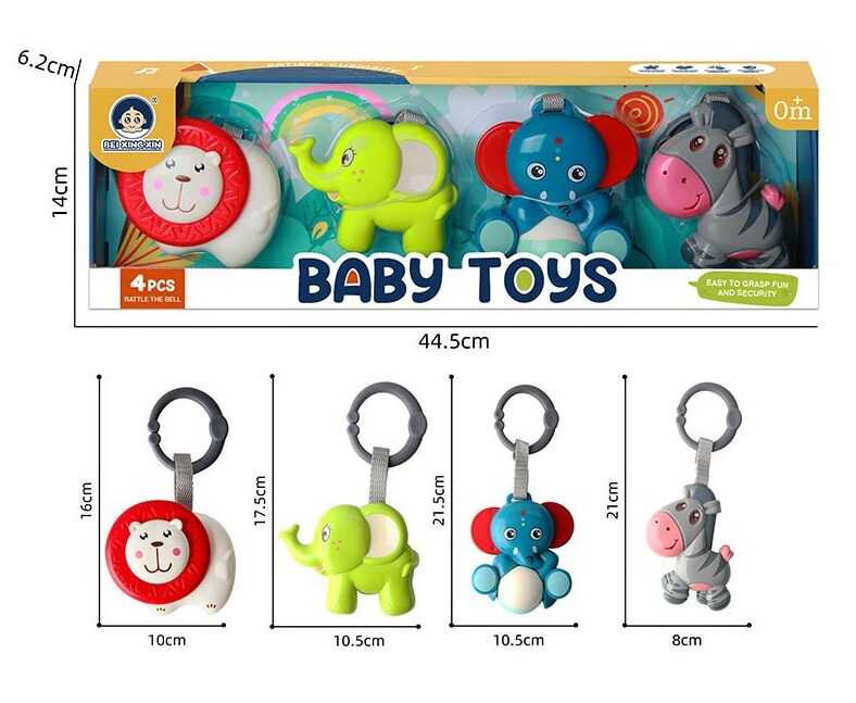 Набір брязкалець 977-3 (60/2) 4 штуки, рухливі елементи, в коробці