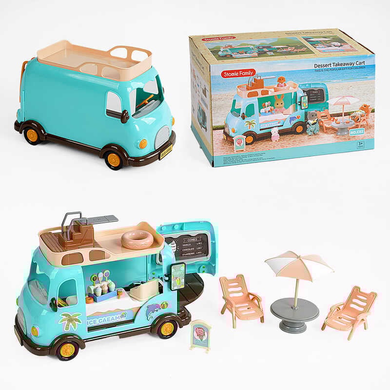 Автобус C 02 (24) “Фургончик з морозивом”, аксесуари, наліпки, рухливі елементи, в коробці