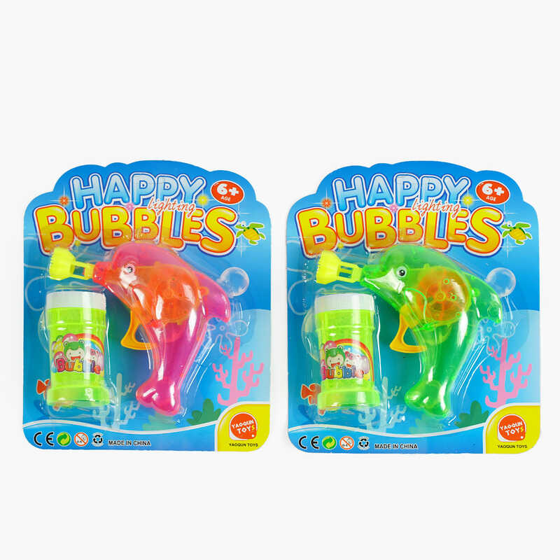 Пістолет з мильними бульбашками 9907 A (216/2) 2 кольори, механічний, прозорий корпус, пляшечка із мильною рідиною, на листі