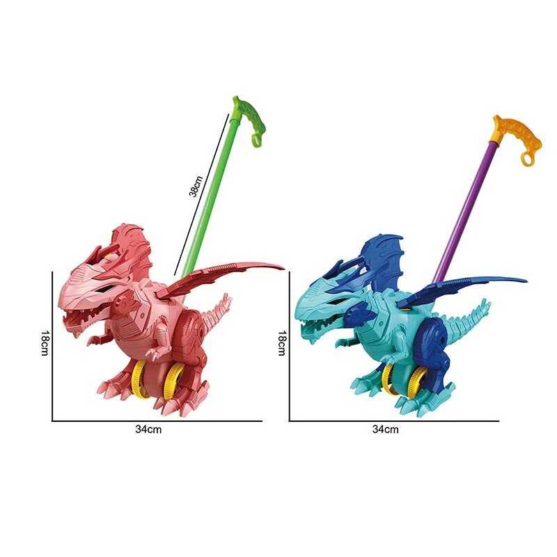 Каталка 198-22 (72/2) 2 види, "Динозавр", висота 38 см, рухливі елементи, в пакеті