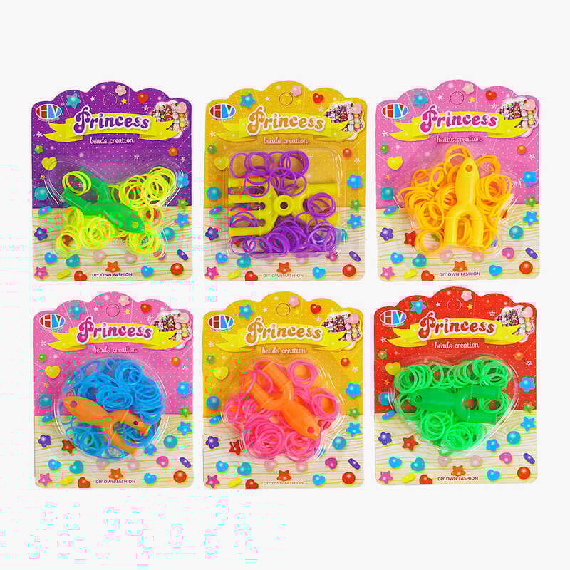 Резиночки для плетіння HY 190 X-22 (1440/2) ВИДАЄТЬСЯ ТІЛЬКИ МІКС ВИДІВ, гачки, рогатка, на листі