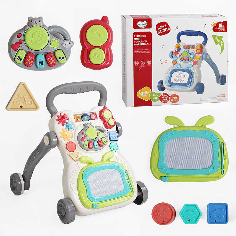 Ходунки 368-16 B (12) звук, підсвічування, піаніно, сортер, шестерні, брязкальце, пальчикова гра, дощечка для малювання, обтяжувач, в коробці