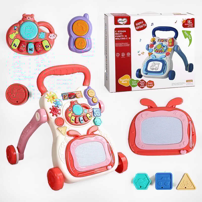 Ходунки 368-16 A (12) звук, підсвічування, піаніно, сортер, шестерні, брязкальце, пальчикова гра, дощечка для малювання, обтяжувач, в коробці