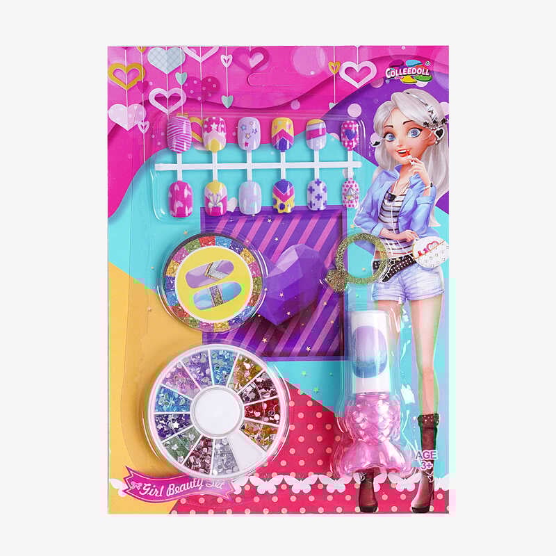 Манікюрний набір 9222 C (432/2) тіпси, стрічка, лак, стрази, каблучка, на листі