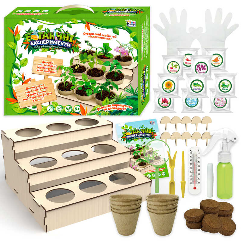 гр Ботанічні експерименти 26072 (6) "4FUN Game Club", підставка, ґрунт, насіння, пляшечка з розпилювачем, градусник, в коробці