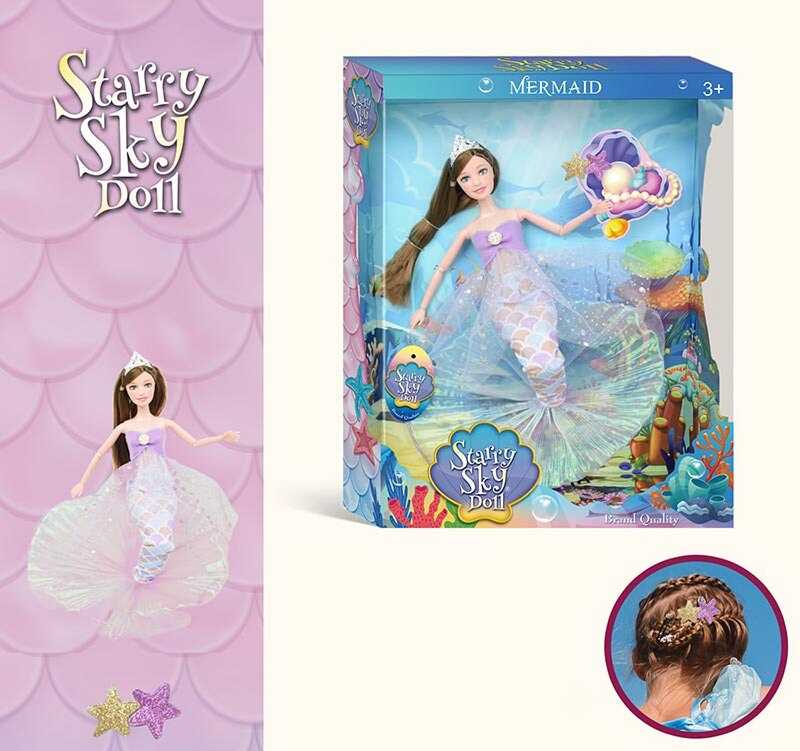 Лялька SK 050 B (48/2) "Русалонька", висота 31см, корона, зажимчик для волосся, знімний одяг та взуття, в коробці