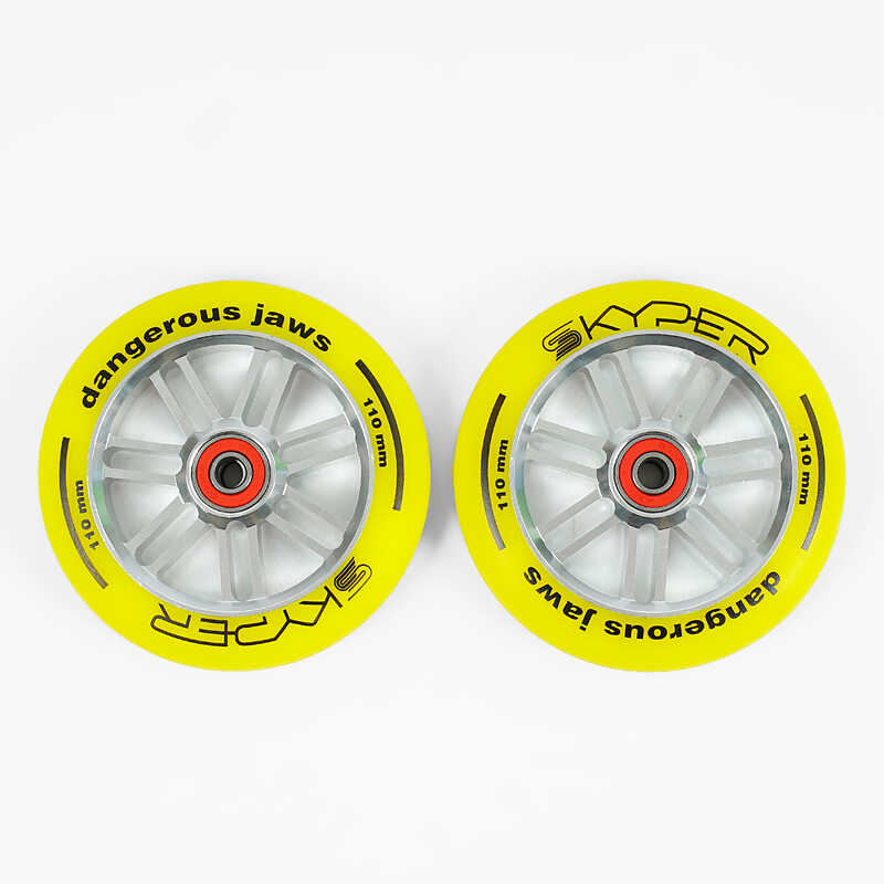 Колесо для трюкового самоката WL-0082/110 (50) "Skyper", колір жовтий, 110мм PU,  підшипники ABEC-7, ЦІНА ЗА 2 ШТУКИ В УПАКОВЦІ
