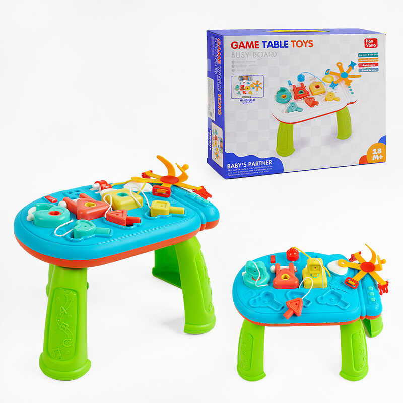 Ігровий музичний столик N 52200 (24) звук, підсвічування, замочки, ремінці, розетка, мелодії, кумедні звуки, в коробці