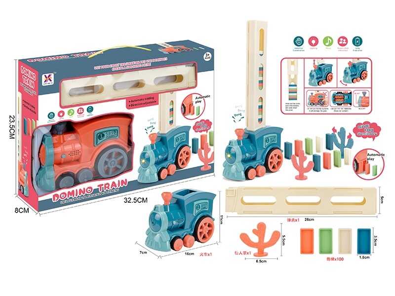Потяг YXY 955-6 A (36/2) звуки, підсвічування, виставляє доміно, 100 доміно, в коробці