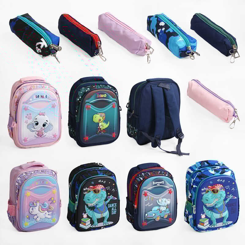 Рюкзак C 65522 (30) пластикова вставка, пенал, регульовані лямки, 2 відділення, в пакеті, ВИДАЄТЬСЯ ТІЛЬКИ МІКС ВИДІВ