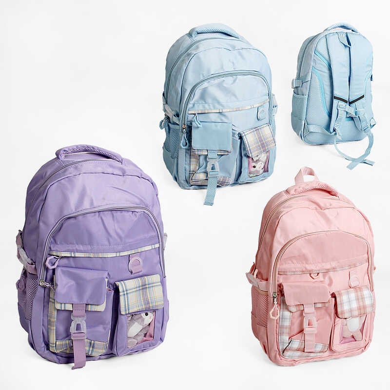 Рюкзак C 65493 (50) 1 відділення, додаткові кишені, брелок, значки, світловідбивні елементи, регульовані ремінці, висота 45 см, ВИДАЄТЬСЯ ТІЛЬКИ МІКС ВИДІВ