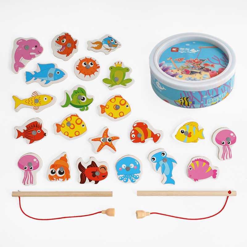 Дерев`яна риболовля C 60365 (42) 22 фігурки, написи китайською мовою, 2 вудки, у боксі