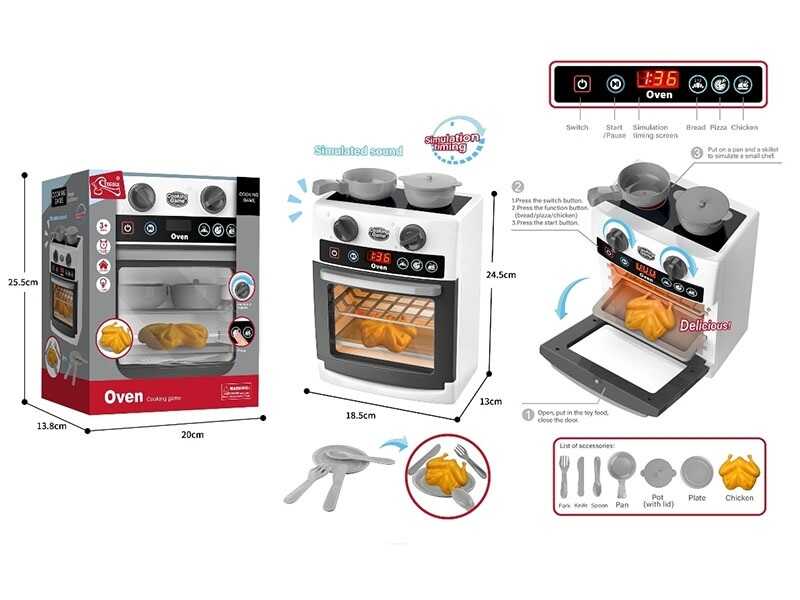 Плита F 2309 (24/2) звуки, підсвічування, відкриваються дверцята, муляжі їжі та посуду, в коробці