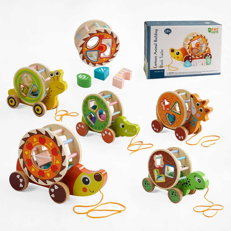 Каталка C 65729 (50) “Тваринка”, дерев’яна, геометричний сортер, ВИДАЄТЬСЯ ТІЛЬКИ МІКС ВИДІВ