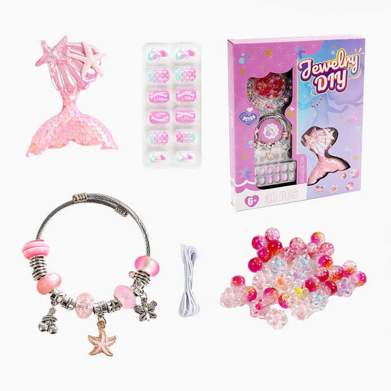 Набір прикрас PX 66092 (120/2) браслет, заколка, накладні нігті, намистини, в коробці