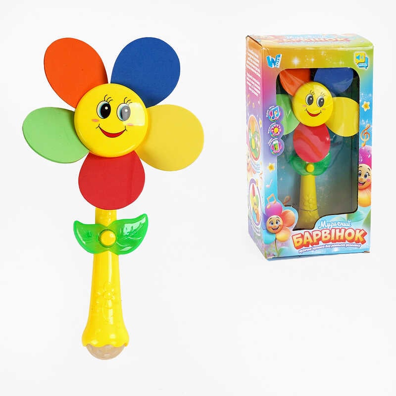 Музична квітка 10645 (36) "WToys", ОЗВУЧУВАННЯ УКРАЇНСЬКОЮ МОВОЮ, яскраве підсвічування, пісні, пелюстки обертаються, в коробці