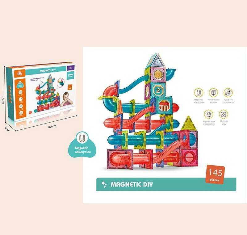 Магнітний конструктор CH 1005 (8) 145 деталей, лабіринт, кульки, наліпки, в коробці