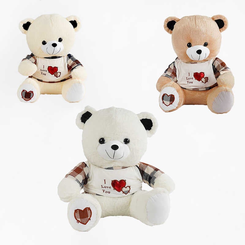 М`яка іграшка M 17382 (30) 3 кольори, “Ведмідь”, висота у сидячому положенні 50 см, у пакеті, ВИДАЄТЬСЯ ТІЛЬКИ МІКС ВИДІВ