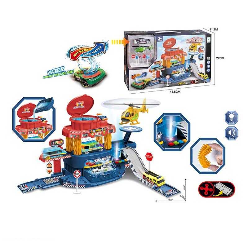 Автомийка 660 a-319 (18/2) звуки, підсвічування, металопластикова машинка, змінює колір від тепла, механічний підіймач, гелікоптер, наліпки, в коробці