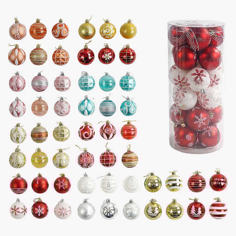 Новорічні прикраси C 67614 (32) 24 штуки, кульки, D = 6 см, у слюді, ВИДАЄТЬСЯ ТІЛЬКИ МІКС ВИДІВ