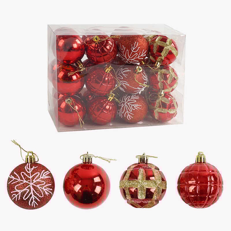 Новорічні прикраси C 67629 (30) 24 штук, кульки, D = 5,5  см, у слюді