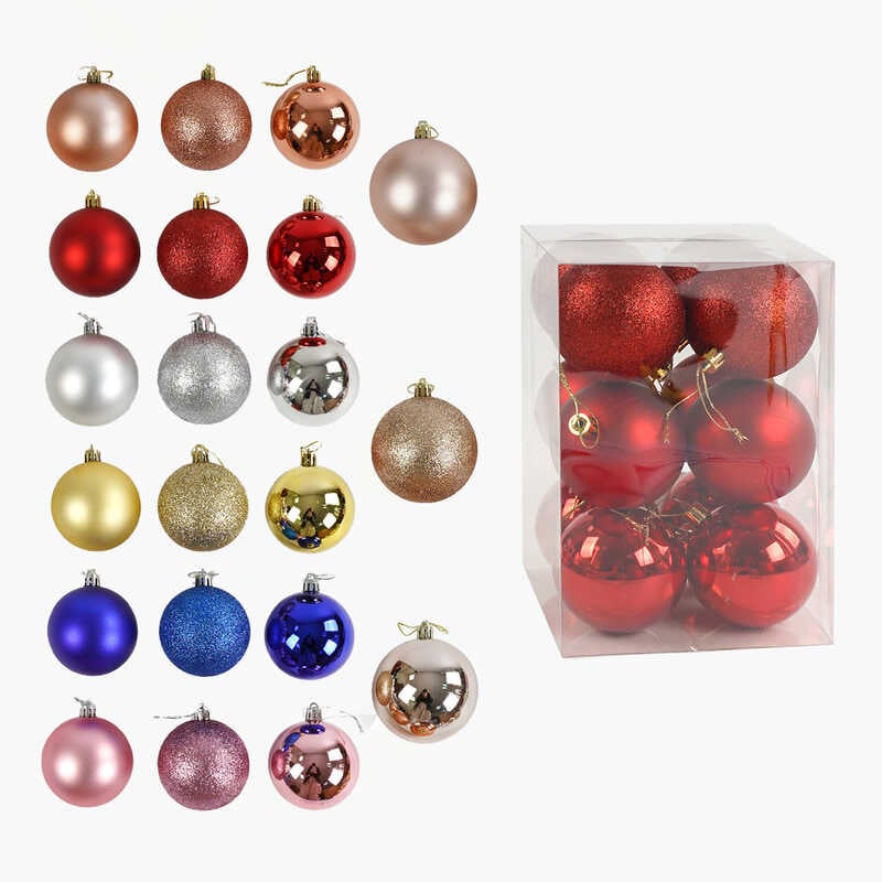 Новорічні прикраси C 67660 (32) 12 штук, кульки, D = 7,5 см, у слюді, ВИДАЄТЬСЯ ТІЛЬКИ МІКС ВИДІВ
