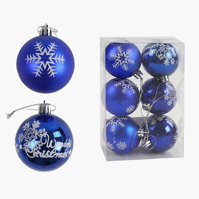 Новорічні прикраси C 67666 (120) 6 штук, кульки, D = 5,5 см, у слюді