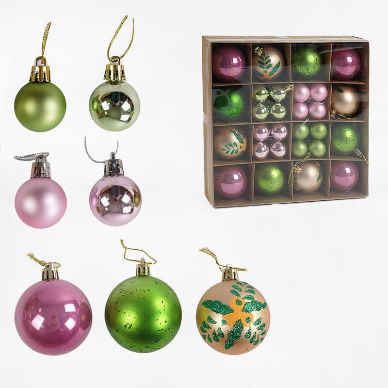 Новорічні прикраси C 67490 (40) 44 штуки, кульки, у коробці   