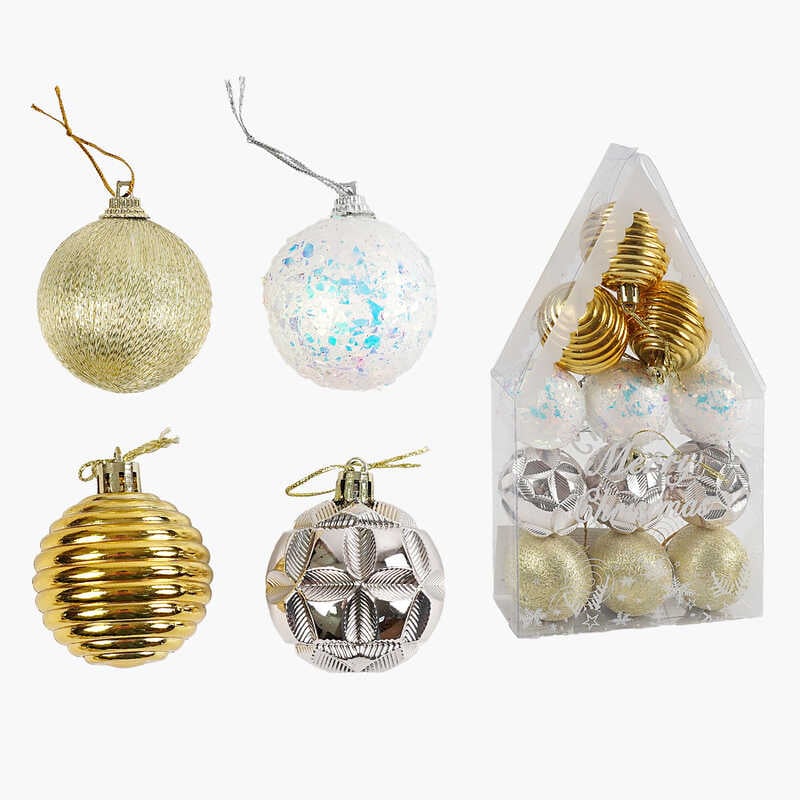 Новорічні прикраси C 67380 (96) 12 штук, кульки, D=5 см, у слюді