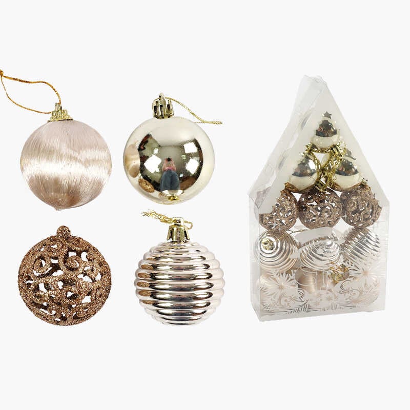 Новорічні прикраси C 67381 (108) 12 штук, кульки,  D=5 см, у слюді