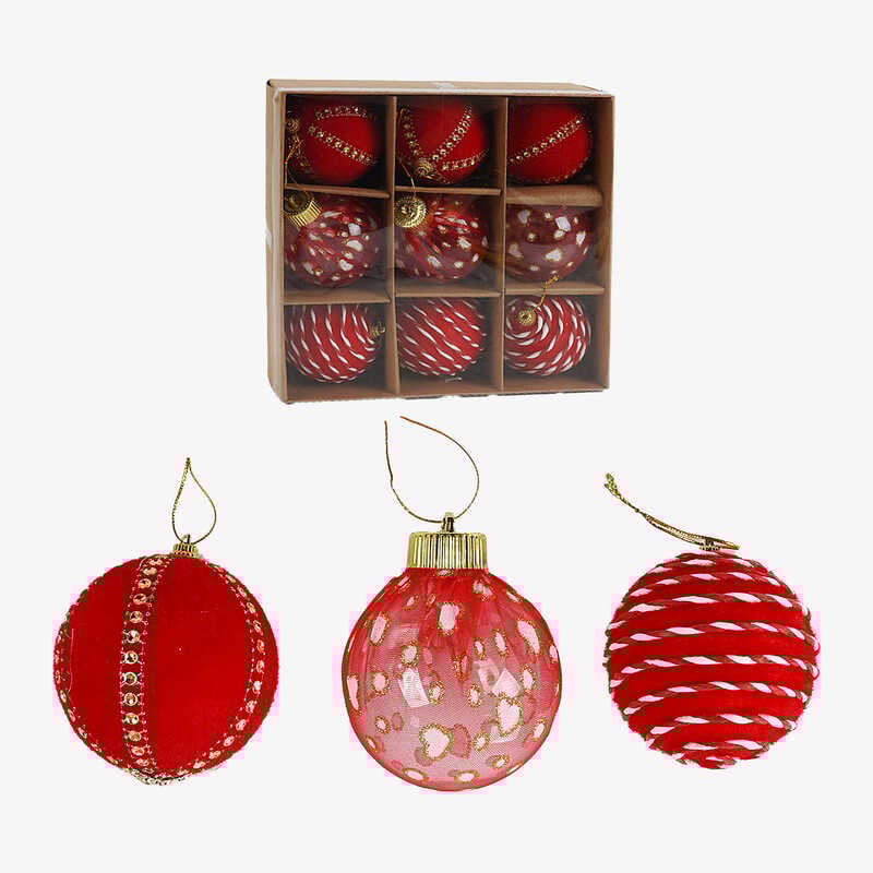 Новорічні прикраси C 67511 (42) 9 штук, кульки, D = 8 см, в коробці