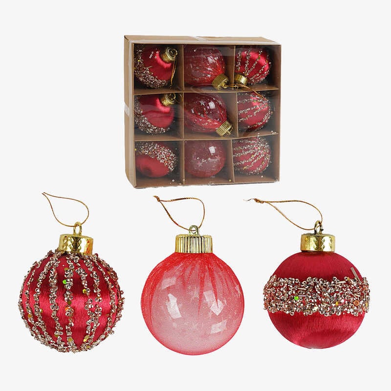 Новорічні прикраси C 67514 (42) 9 штук, кульки, D = 8 см, в коробці