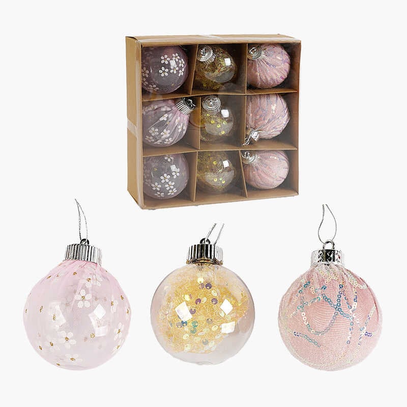 Новорічні прикраси C 67516 (42) 9 штук, кульки, D = 8 см, в коробці