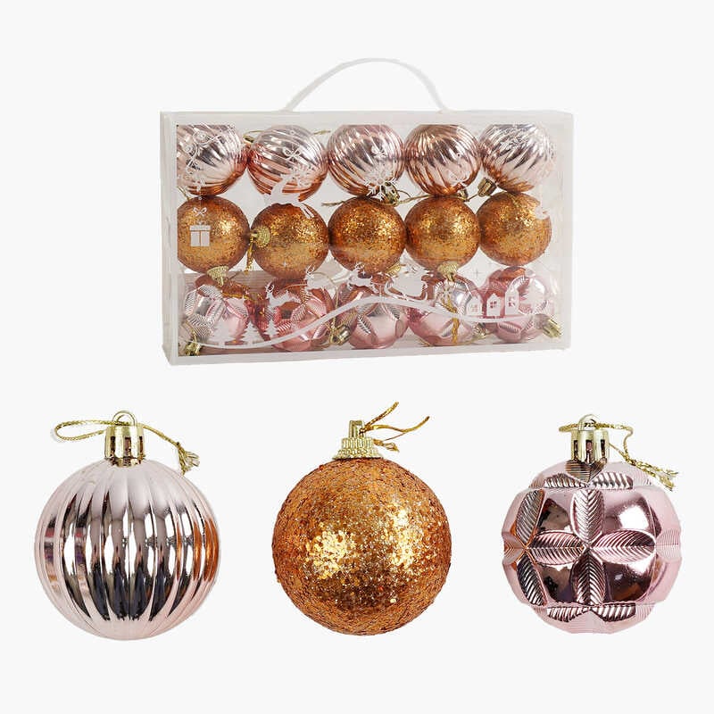 Новорічні прикраси C 67302 (96) 15 штук, кульки, D=5 см, у слюді