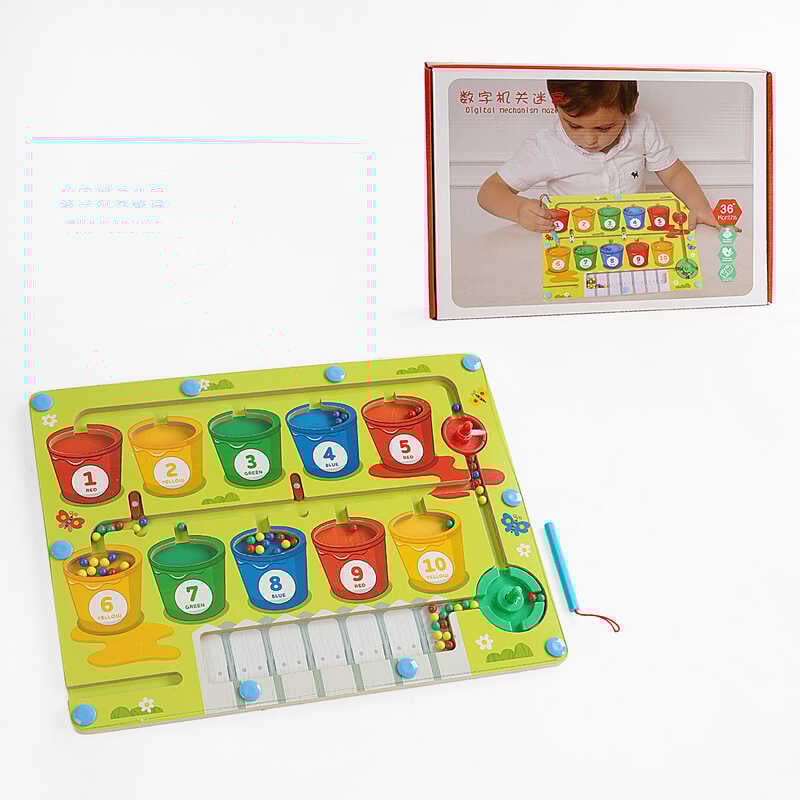 Дошка логічна C 60233 (26) дерев'яна, комірки, лабіринт, магнітний стилус