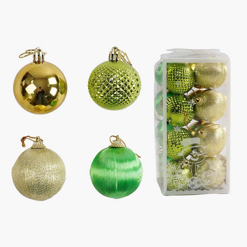 Новорічні прикраси C 67363 (90) кульки, 16 штук, діаметр 4.5см, в слюді